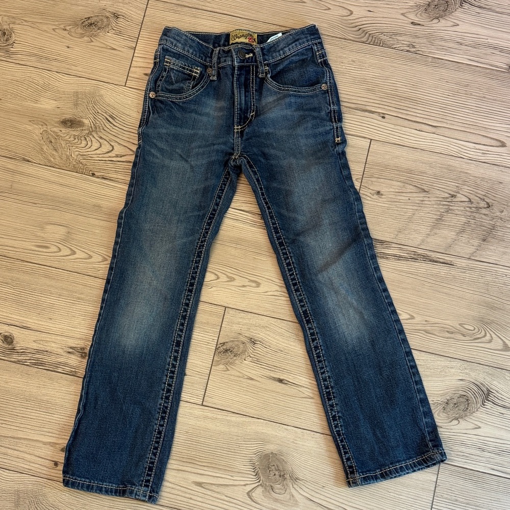 Wrangler 20X Girls 11 Slim Dark Blue Straight Jeans Adjustable Waist